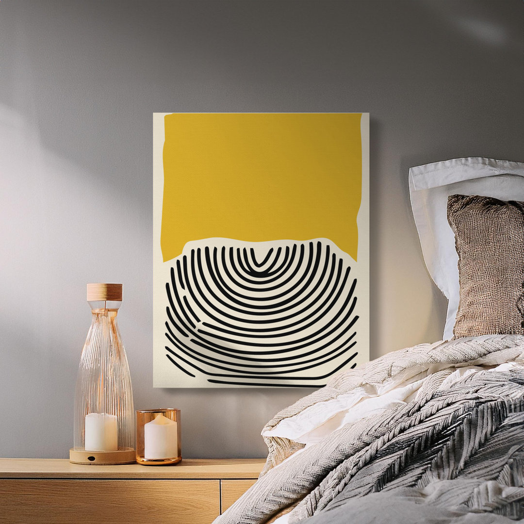Abstract Canvas Wall Art, Geometric Art Print, Mustard Yellow and Black, Modern Decor, Gallery Wrapped Canvas, Ready to Hang, Statement