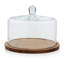 Libbey Round Wood Server Cake Stand with Glass Dome
