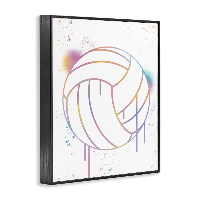 Giclée Graffiti Volleyball, giclée par Marcus Prime, H 14 po x l 11 po, Giclée encadrée noir minuit