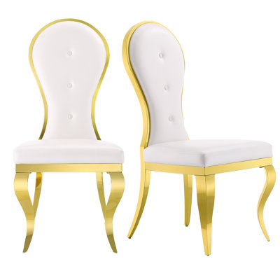 Janaka Faux Leather Gold Kitchen & Dining Chairs