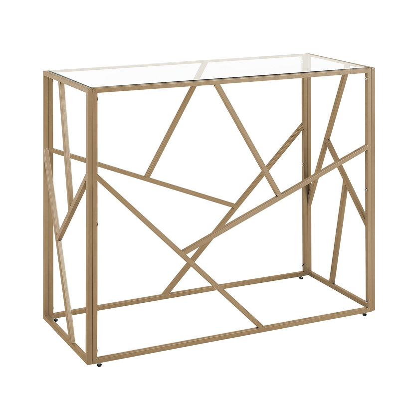 Emmalee 100cm Glass Top Console Table, Gold