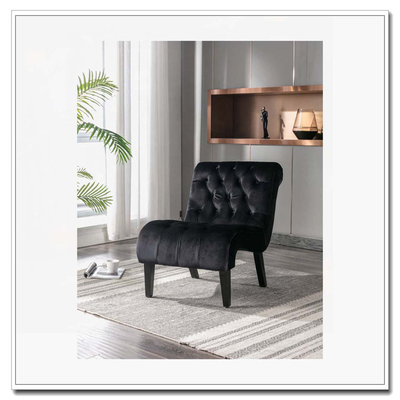 Chaise de salon en velours sans accoudoirs, Noir