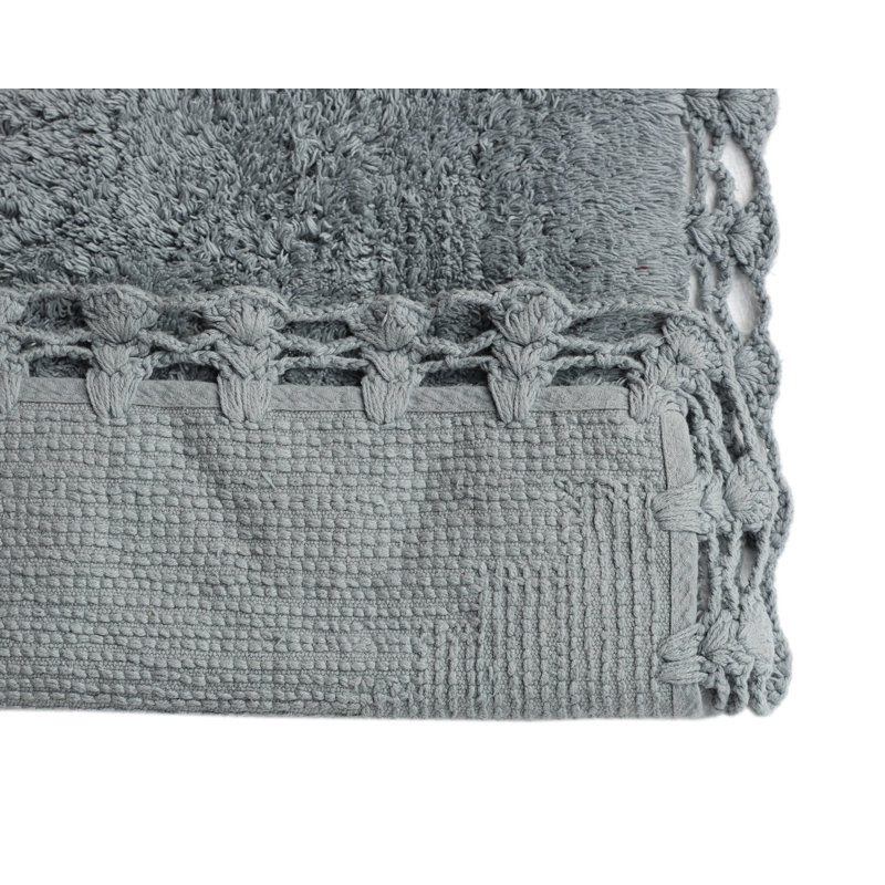 Rosellen 100% Cotton Non-Slip Bath Rug, Gray