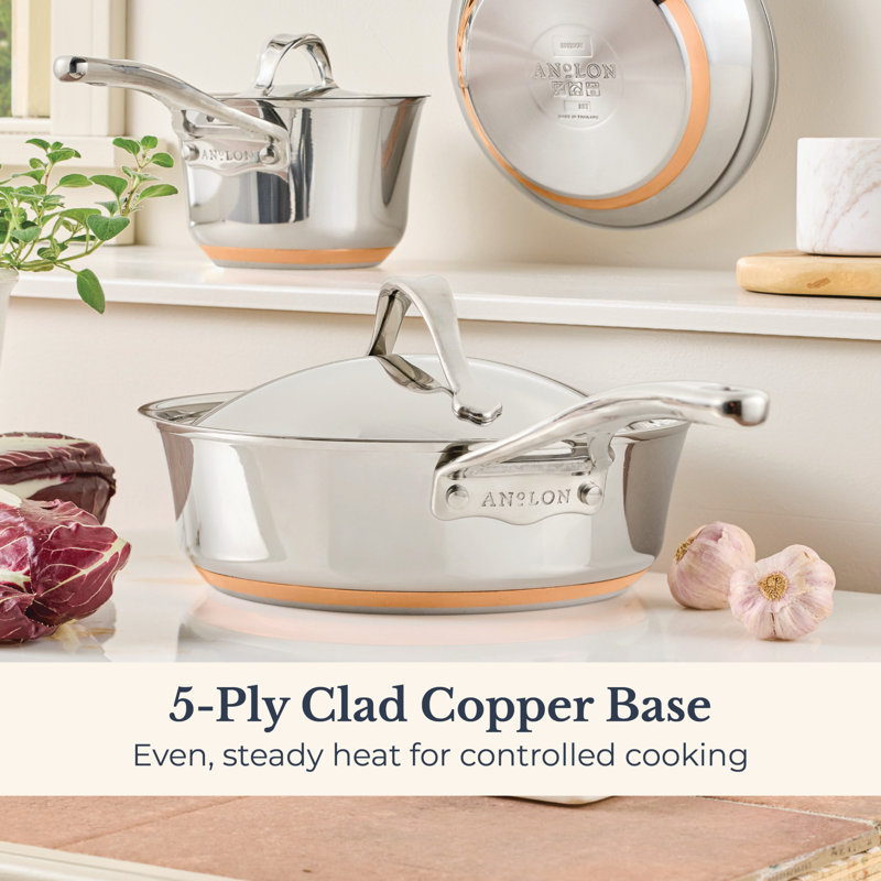 Anolon Nouvelle Copper Stainless Steel Cookware Set, 10-Piece