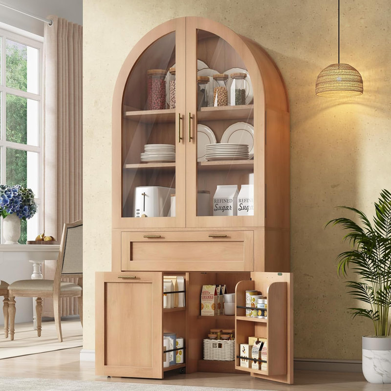  Armoire de cuisine 71 po, armoire arquée avec tiroir 71 po, Naturel