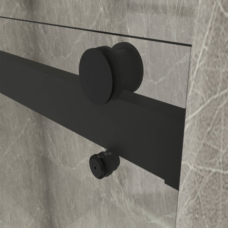 Porte de douche coulissante réversible de 60 po x l 32 po x H 75 po x 10 mm Sera avec quincaillerie carrée en or brossé et panneau latéral 32 po