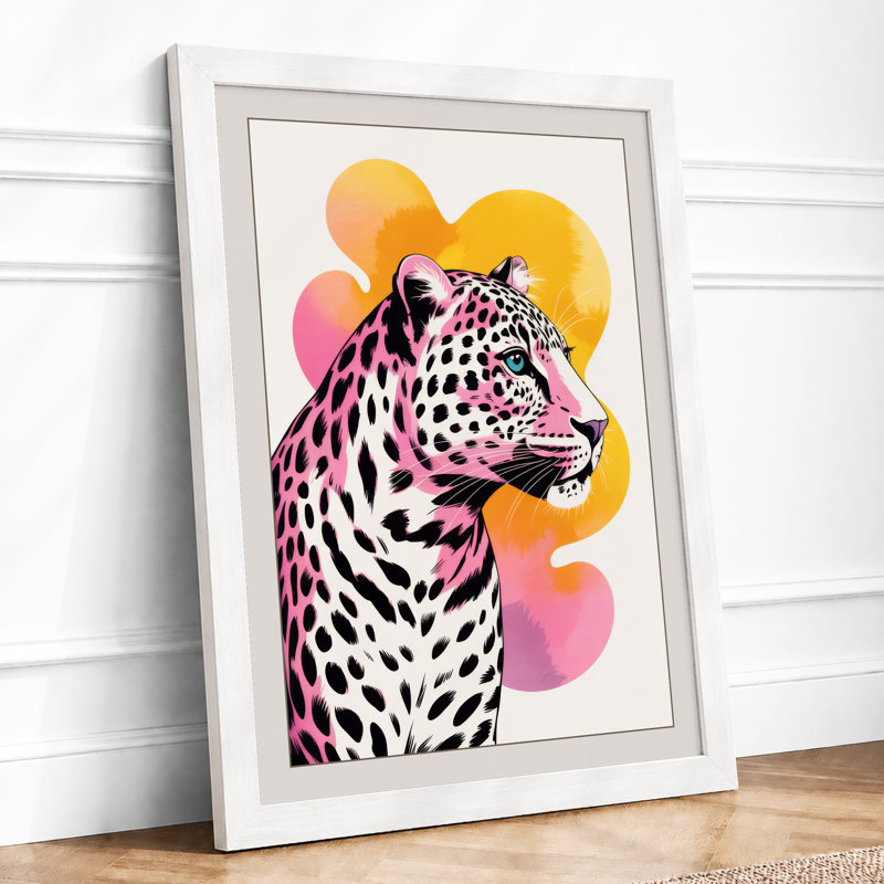 Leopard Geometric 1 Piece Single Picture Frame Wall Art, A3 - 42.0 x 29.7 cm, White