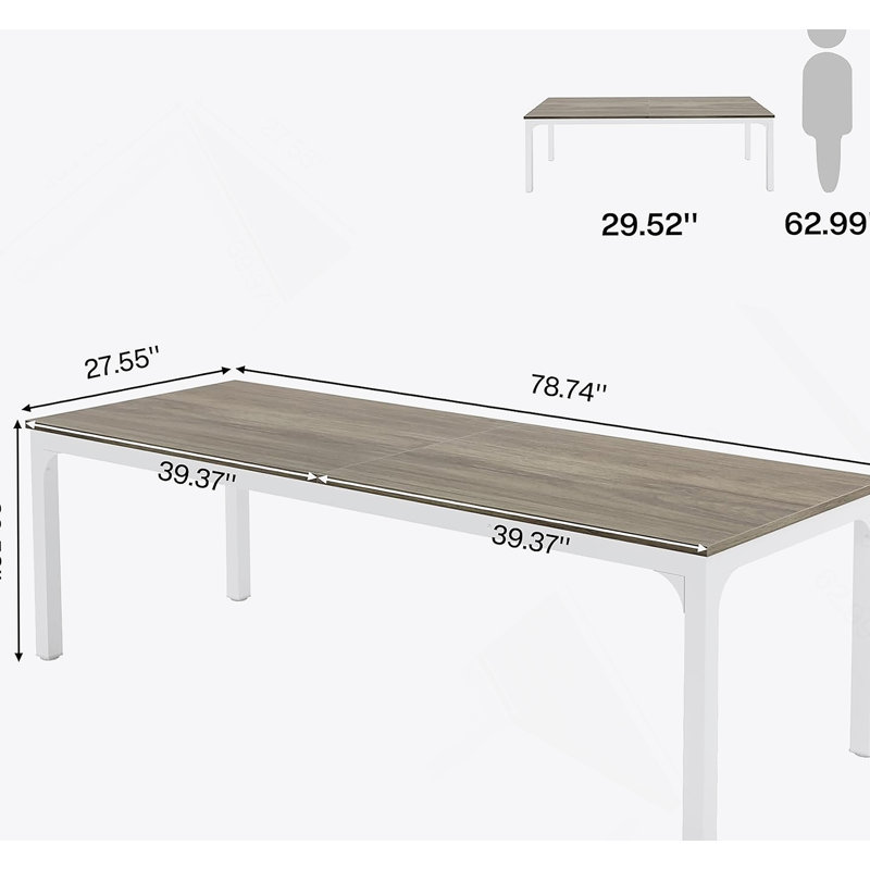 Conference Table,Extra Long Writing Desk,Office Desk, Taupe/White