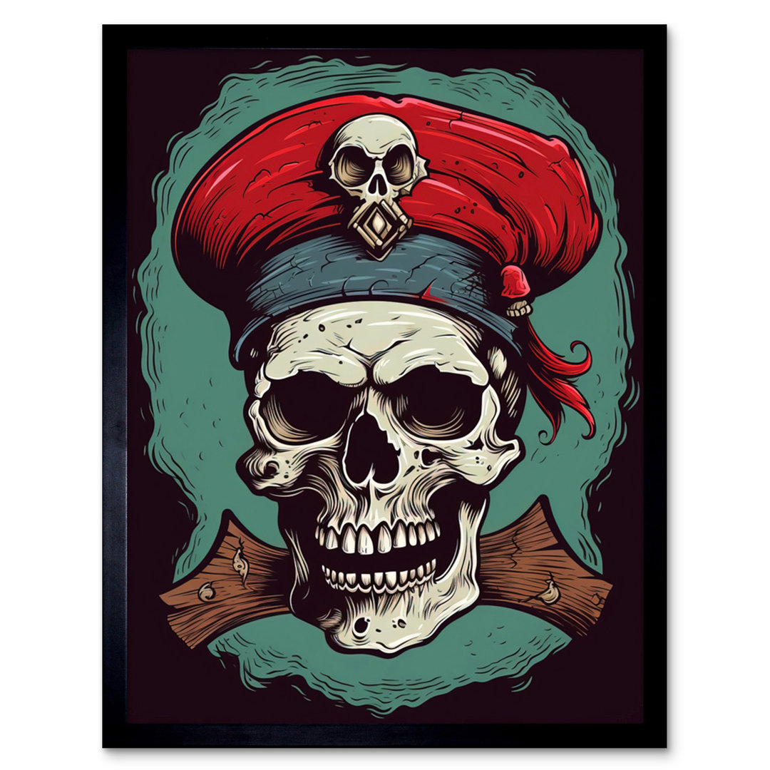 Shaftsbury Old School USA Tattoo Ink Body Art Pirate Skull Rockabilly - Single Picture Frame Print