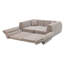 Canapé tissé à compression en chenille rayée, canapé compact à rangée droite avec éponge haute densité, canapé économiseur d'espace requis sans assemblage pour salon, appartement, bureau (blanc et brun)-1981122263