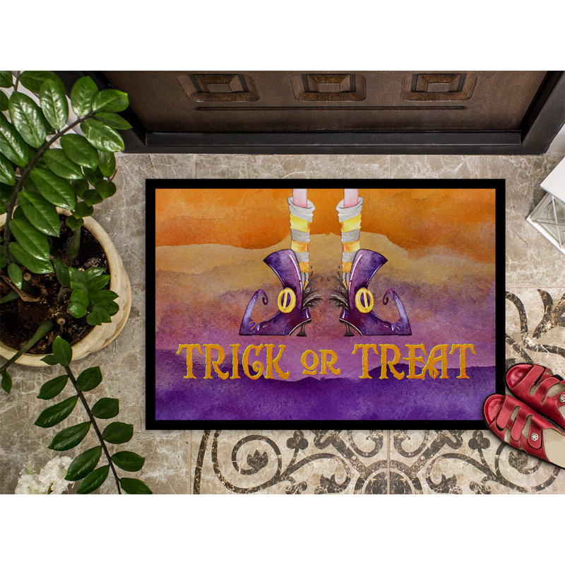 Eila Non-Slip Halloween Outdoor Doormat, Rectangle 1'6 x 2'3"