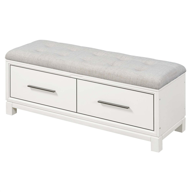 Banc à chaussures polyvalent avec rangement dissimulé et conception réfléchie pour la maison, Blanc