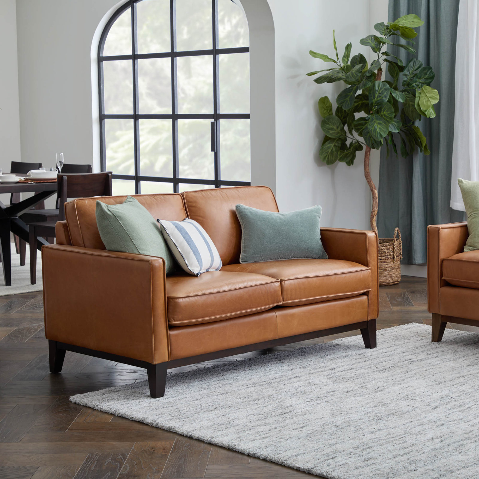 Cascades 59'' Upholstered Loveseat, Chestnut Genuine Leather