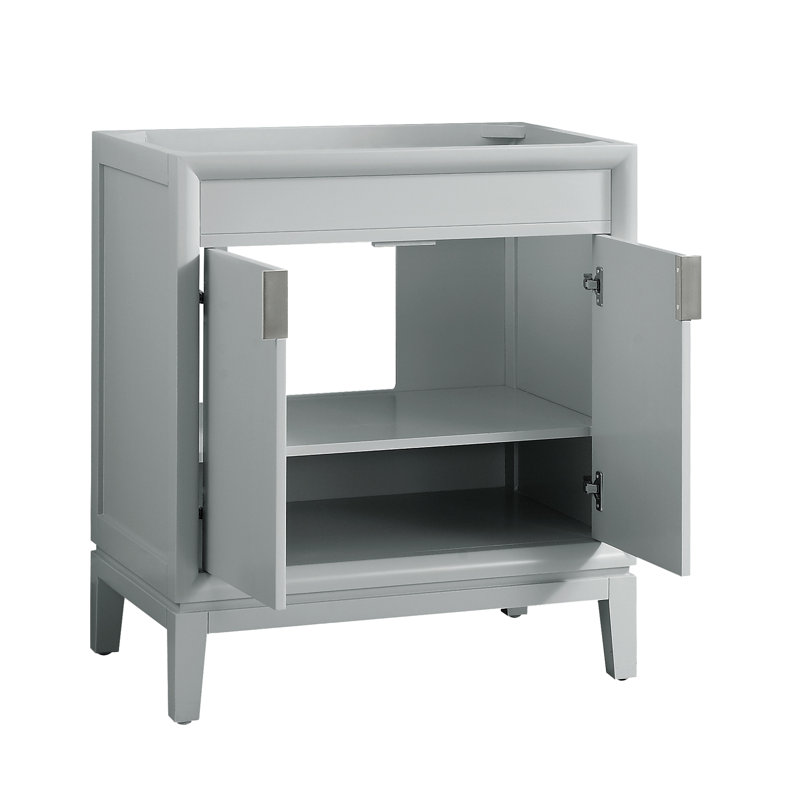Ensemble de meuble-lavabo simple 31 po Emma, Marbre blanc de Carrare, Gris colombe
