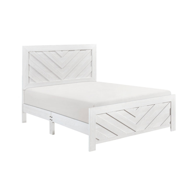 Lit à panneaux contemporain en bois, Blanc, Très grand lit