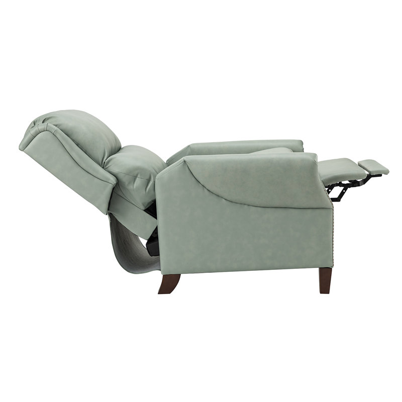Polestra 32.68" W Genuine Leather Manual Recliner, Sage