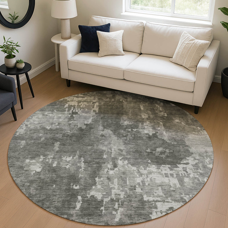Machine Washable Indoor/Outdoor Francky ACN2361 Casual Rug, Round 8'