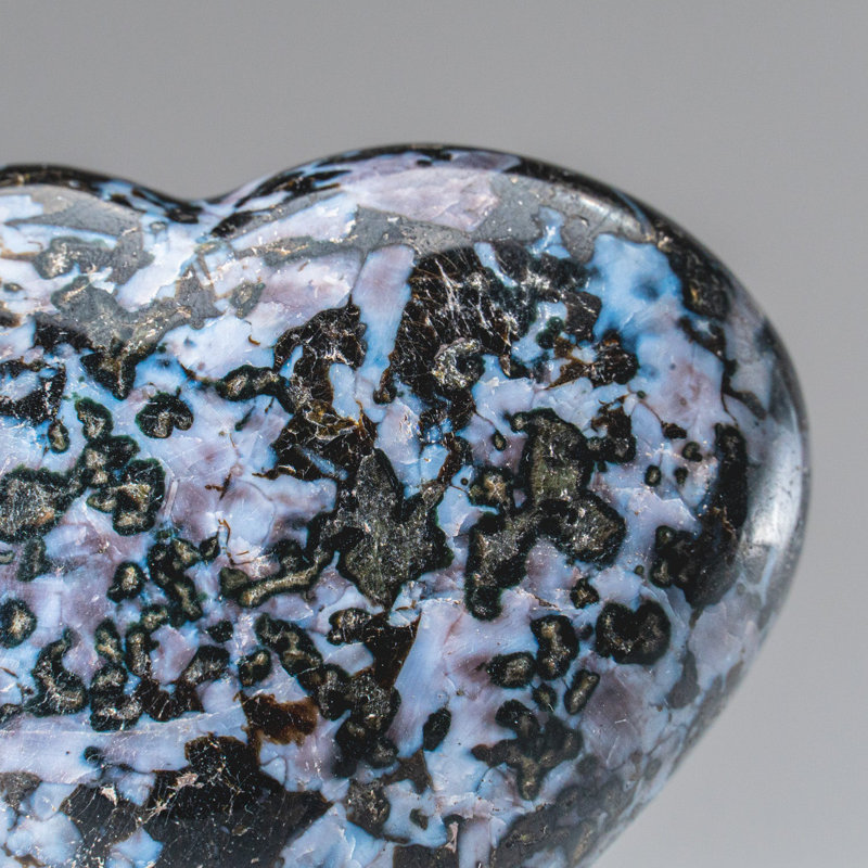 Genuine Polished Indigo Gabbro Heart (0.66 Lbs), 3" H x 2.75" W x 1" D