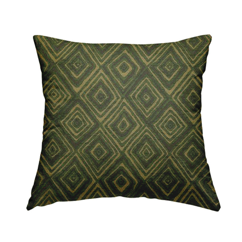 Quintana Geometric Square Throw Cushion, 55cm H x 55cm W x 5cm D, Green/Gold