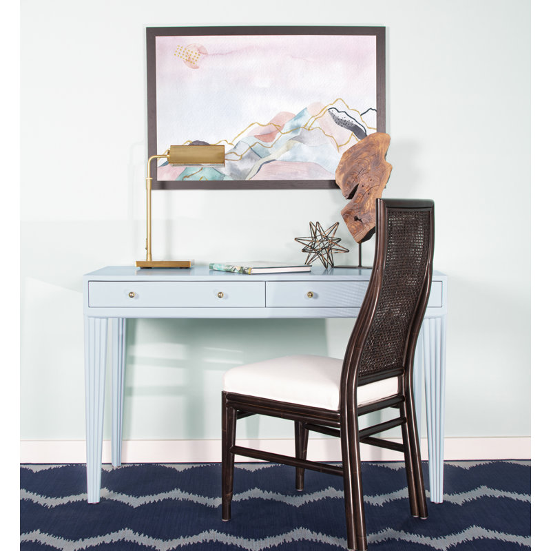 Barcelona Solid Wood Writing Desk, Citrus Orange
