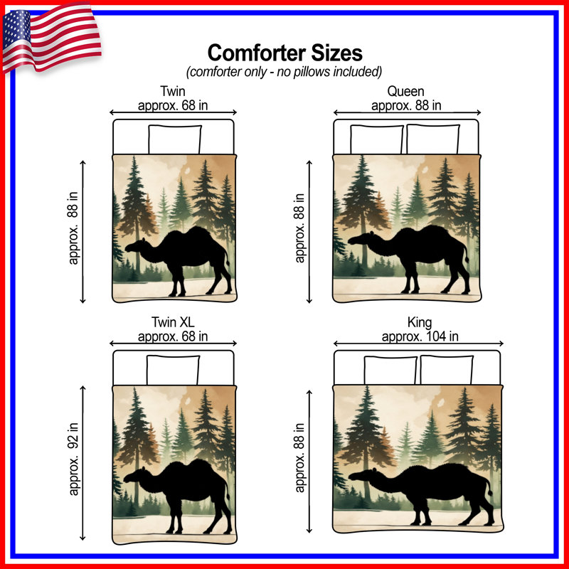 Édredon Camel In Forest Silhouette, Simple extra long
