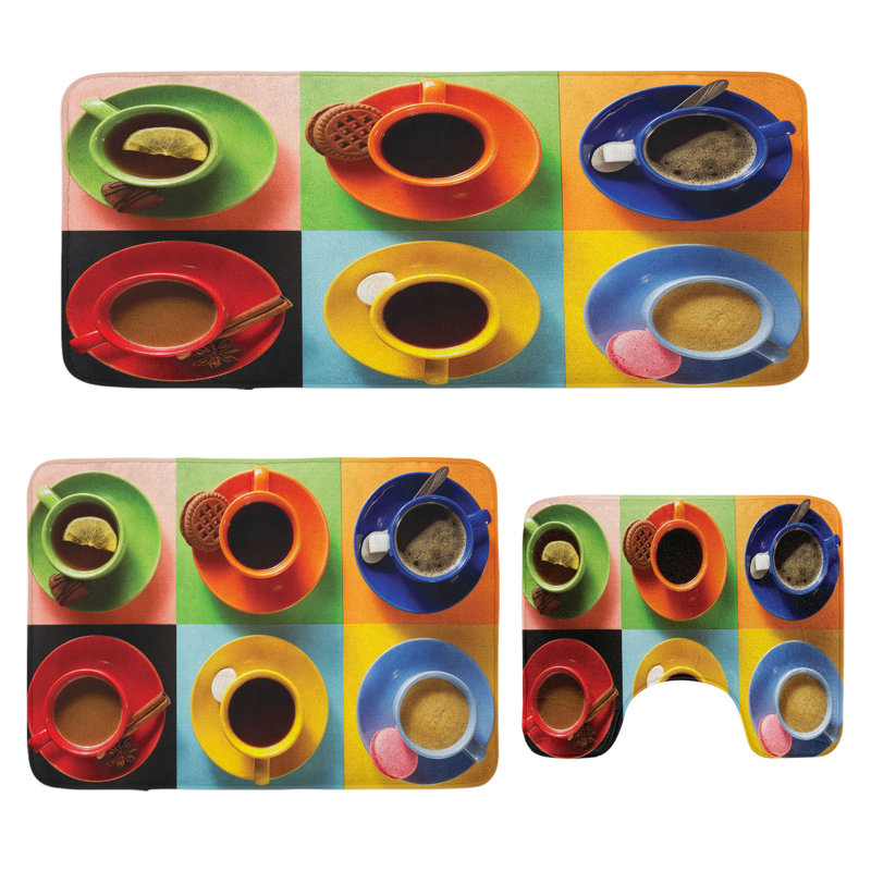  Multicolore ensemble de tapis en forme de U et rectangulaires Coffee