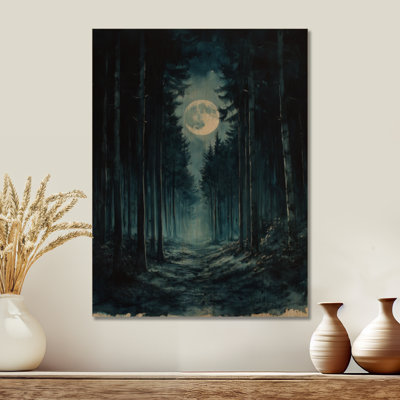«Midnight Blue Forest - Woodland Wood», art mural