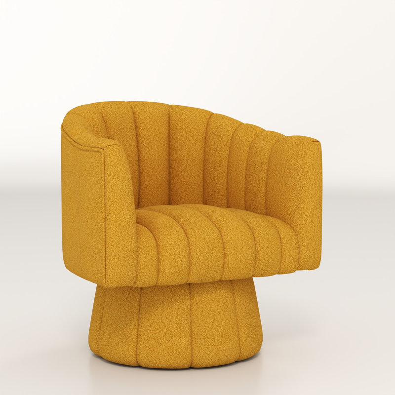 Murrow Upholstered Swivel Barrel Chair, Mustard Teddy