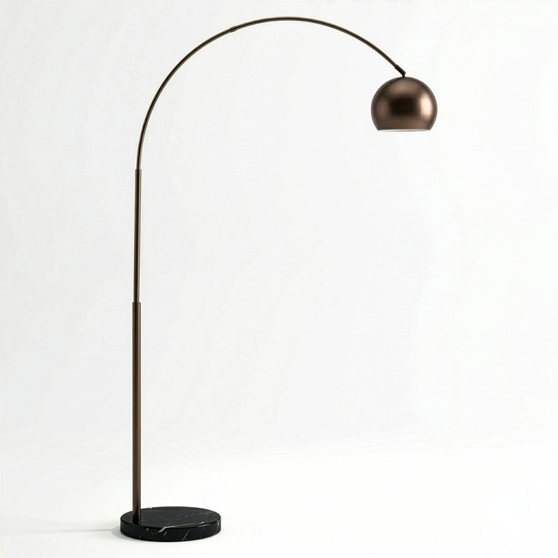 Olivia Bronze 75 In. Modern Industrial Arched Led Floor Lamp With Black Marble Base, Bronze, Black Marble
