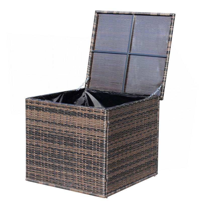 Boîte de rangement pour meubles de patio en osier (brun)
