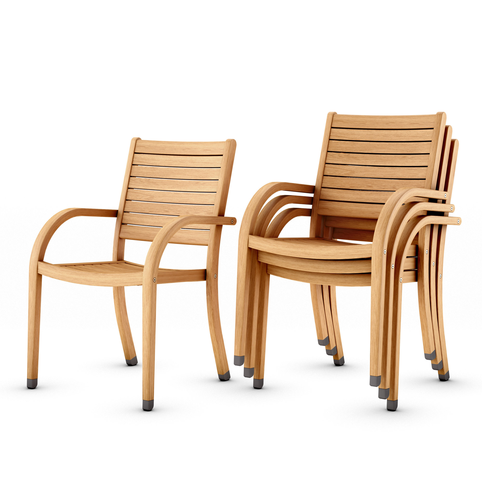 Alyisa Wood Patio Dining Chairs, Light Wood