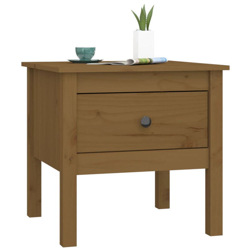 Ivet Solid Wood End Table, Dark Brown