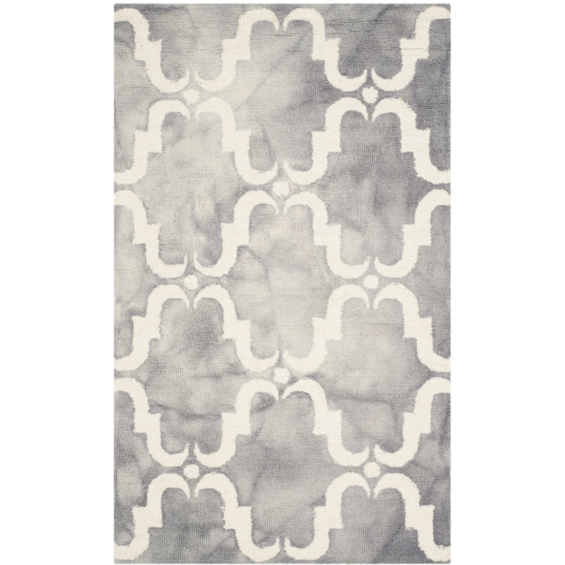 Dip Dye Hand Tufted Wool Geometric Rug, Rectangle 3' x 5'