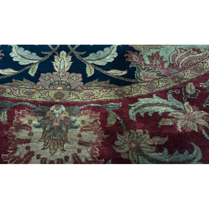Wool Oriental Area Rug in Blue/Rust/Brown