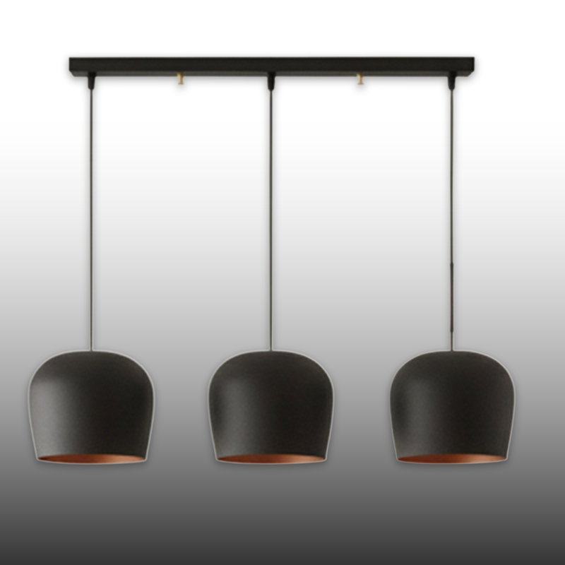 Triple Black Dome Kitchen Island Pendant Light