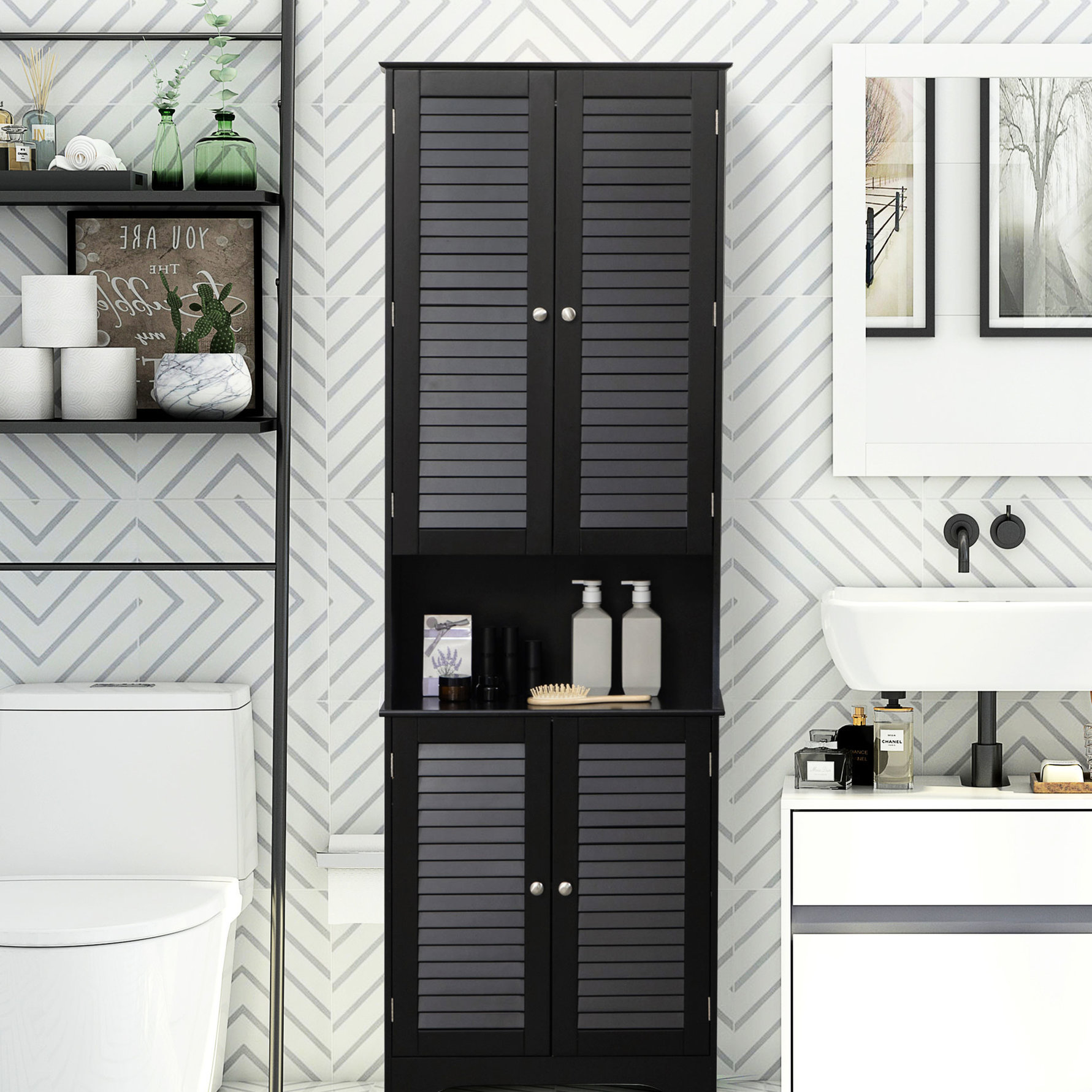 Latitude Run® Freestanding Bathroom Storage Cabinet With Adjustable ...