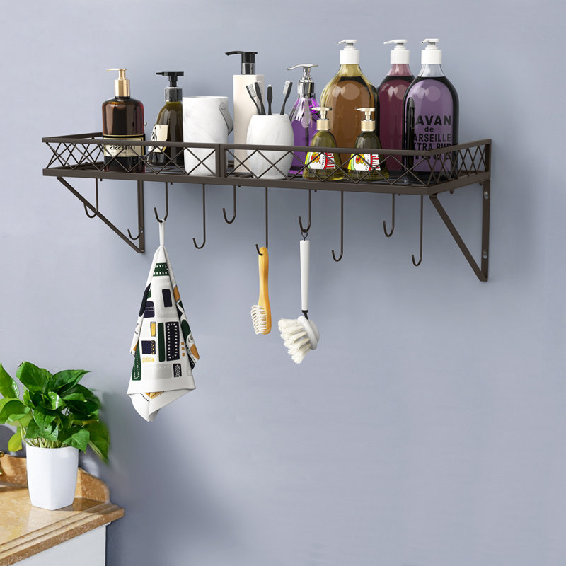 Metal Rectangle Wall Mounted Pot Rack, Bronze