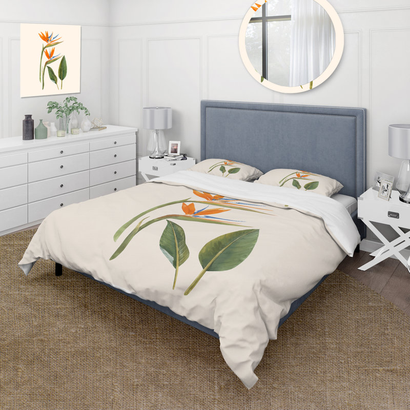 Strelitzia rétro - ensemble de housse de couette traditionnel - microfibre de polyester
