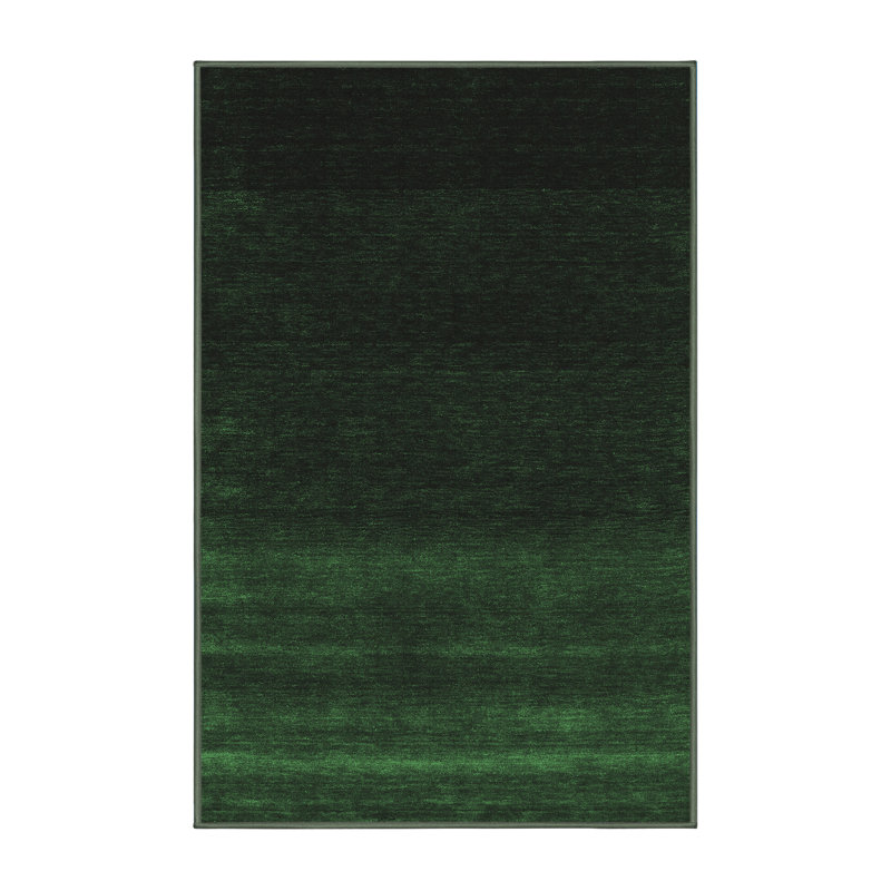 Tapis contemporains vert émeraude lavable à la machine 1779, Rectangle 8 pi x 10 pi