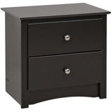 Sonoma Traditional Nightstand Side Table With 2 Drawers, Functional 2-Drawer Bedside Table 16" D X 23.25" W X 21.75" H, Black