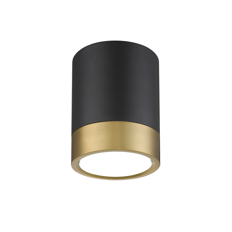 Plafonnier encastré 1 lumière Jaylanis en noir mat et or moderne, Noir mat / or moderne