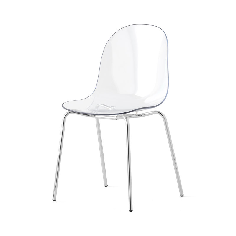 Academy Armless Chair with Metal Frame, Transparent/Chrome