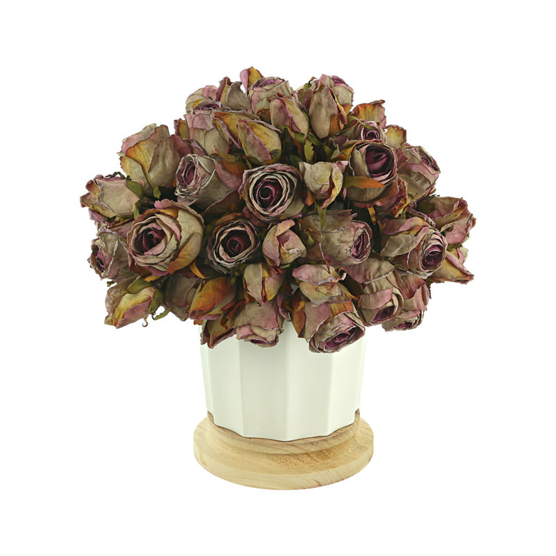 Centre de table Roses en pot, gris