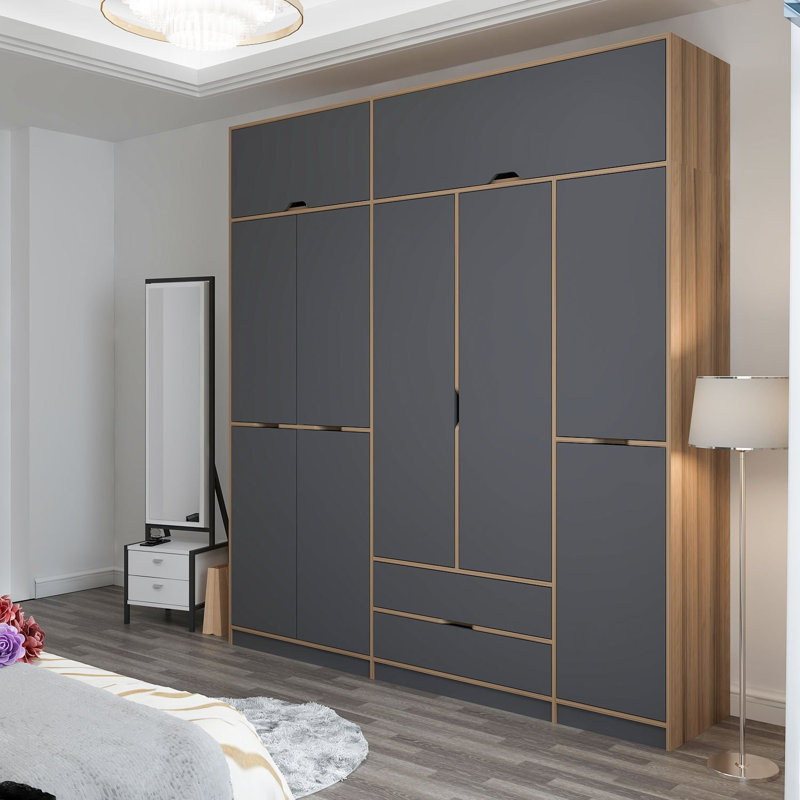 Elina Manufactured Wood Wardrobe, Grey