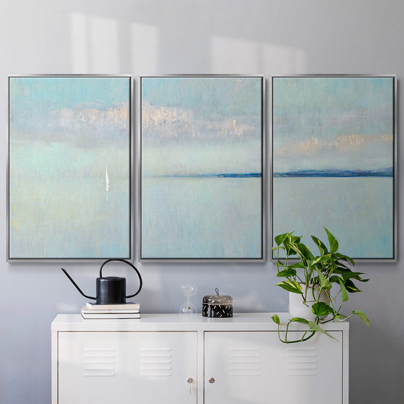 Sunrise Haze - Toile encadrée multi-pièces, Argent, H 24 po x l 48 po x P 2 po