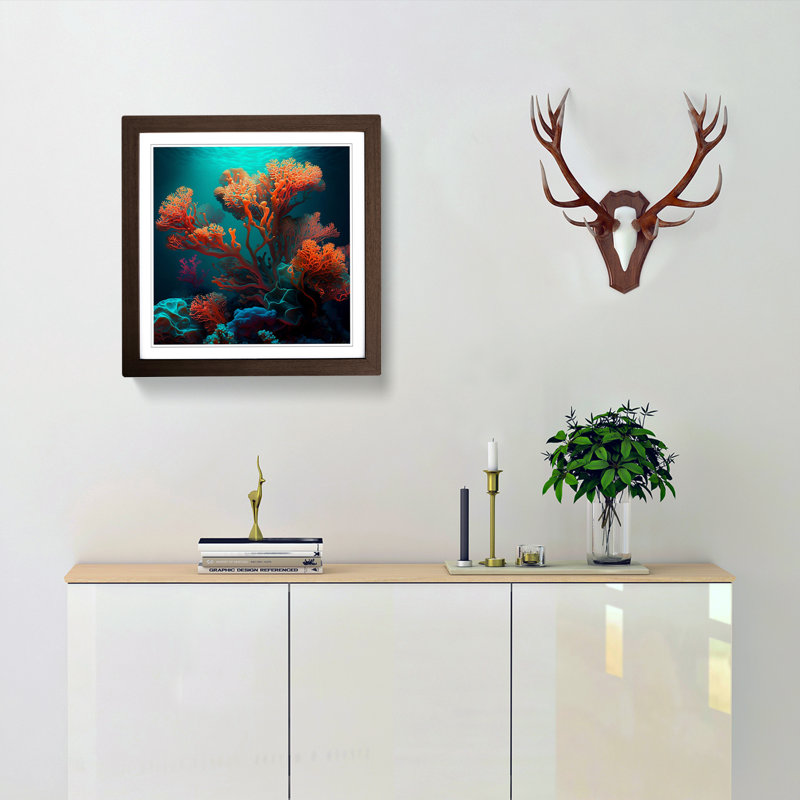 Coral Impressionism - Framed Print, Walnut