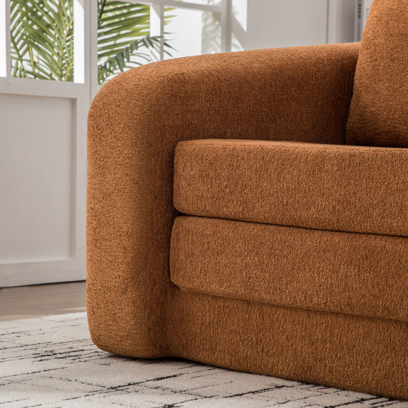 2Piece Foldable Sofa Bed Living Room Couch Set, Convertible Chenille Boneless Cloud Floor Mattress Sleeper Lounge Accent Chair With Pillow For Apartment Living Room Bedroom Dorm Guestroom, Orange