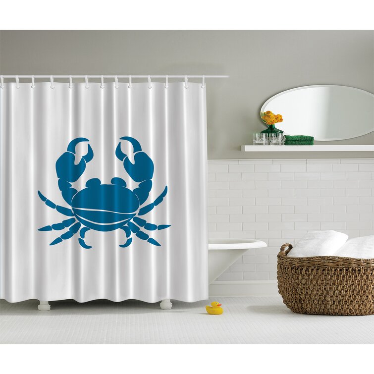 Ambesonne Maryland Crab Print Single Shower Curtain, White