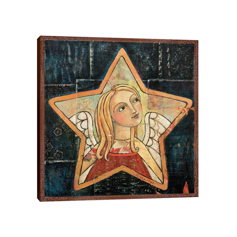 Closer To Heaven by Teresa Kogut - Painting on Canvas, 45.72 cm H x 45.72 cm W, Classic Brown Wood Framed