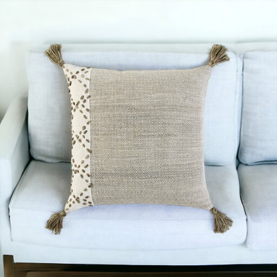 Coussin décoratif en coton 20 po rouge et ivoire